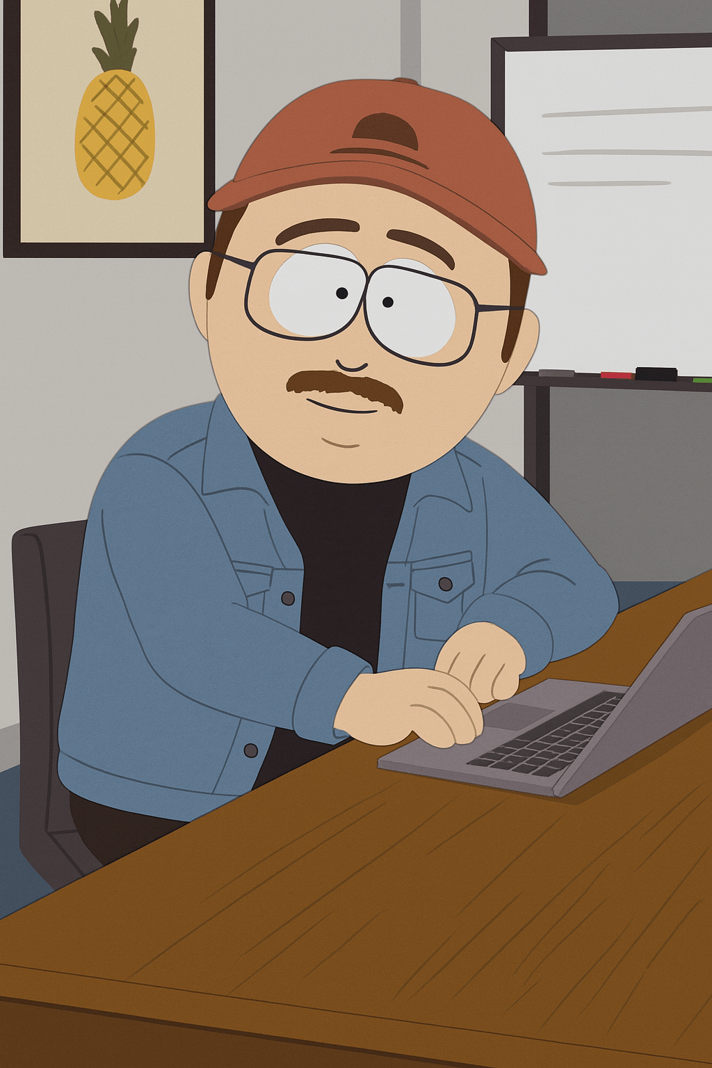 Jack Christian smiling while building a website on his laptop